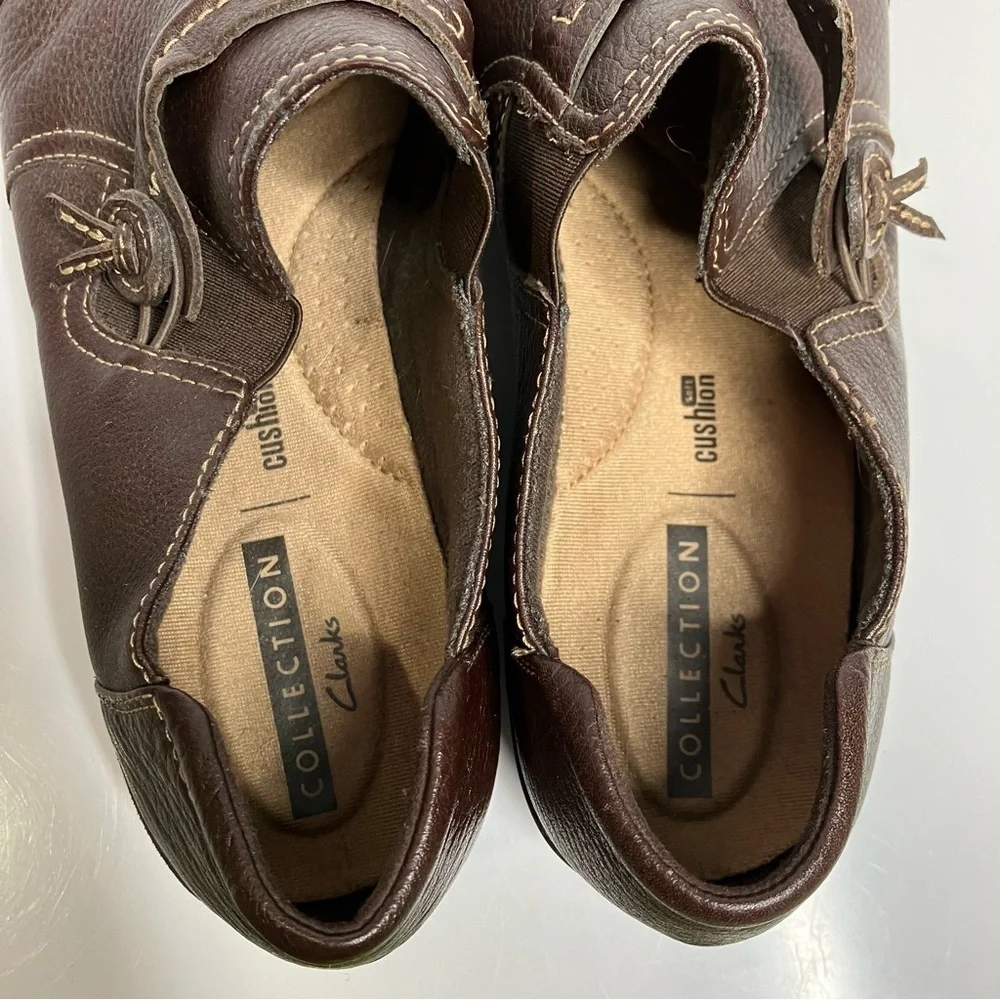 Clarks Cheyn Madi brown leather‎ slip on shoes size 10